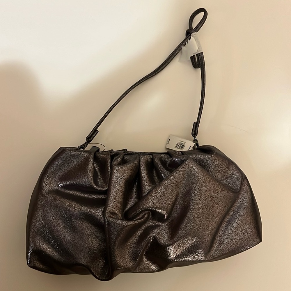 New w/ Tags - Express Brand Silver/Metallic/Pewter Colored Evening Bag - 8x13 in